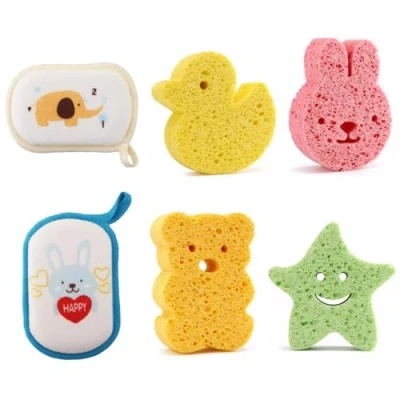 Image of 6 Pcs Baby Sponges for Bath,Baby Bath Sponge,Baby Sponge,Soft Safe Animal Shapes Sponge Kids,for Babies,Gentle on Newborn and Toddler Skin (Yellow,Pink,Green,Blue)