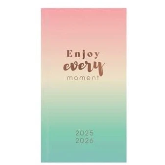 Image of Premium Slim Hardback Academic Diary 2025 2026 WTV Paper Week to View Mid Year Slimline Fashion Cover Diary, Planner (Enjoy Every Moments)