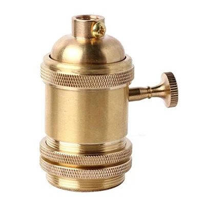 Image of PIANUO Brass Retro Lamp Holder with Switch Screw Fit E27 for Antique Edison Bulb Pendent Light Wall Scone DIY