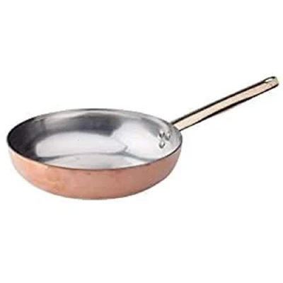 Image of Pentole Agnelli ALCU111B20 Smooth Copper Tin Plated Hand Frying Pan with Tubular Handle, 20 cm