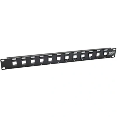 Image of Tripp Lite 12 Port Keystone Blank Patch Panel RJ45, USB, HDMI, Cat5e / Cat6 Rackmount Unshielded 2URM TAA (N062 012 KJ)