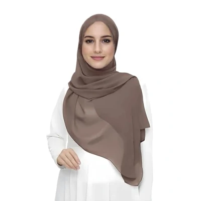 Image of Premium Chiffon Hijab Head Scarf Shawl Wrap for Muslim Women Lightweight (Khaki)
