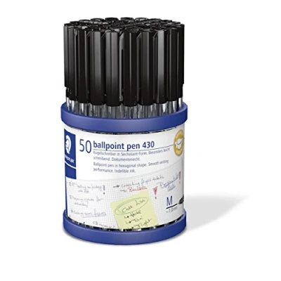 Image of Staedtler Stick 430 M9CP50 Ballpoint Pen Medium, Black, Box of 50