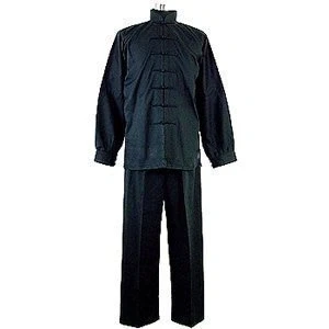 Image of Playwell Martial Arts Kung Fu All Black Uniform W/Straight Legged Trousers 2/150cm