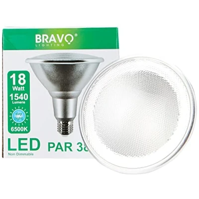 Image of BRAVO LIGHTING PAR38 LED Bulb, E27/ES Cap, 18 Watts 1540 Lumens, Day Light (6500K), Waterproof (IP65), Ideal for Bathroom, Living Room, Bedroom, Kitchen, Hallway, Hotel, B&amp;B, Cool White K