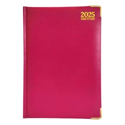 Image of G4GADGET A4 Week To View 2025 Hardback Cover Weekly Planner with Note Sections Professional and Durable (Pink)