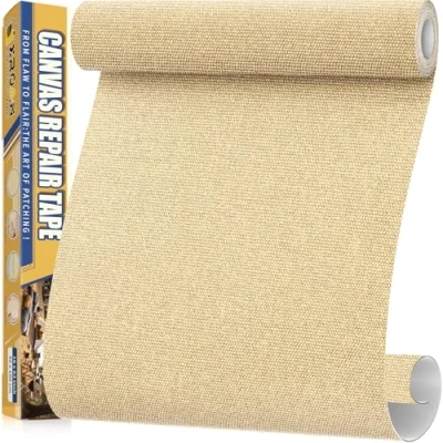 Image of Canvas Repair Tape, 40 x 160 cm Waterproof Fabric Tape for Furniture, Self Adhesive Patches Boat Covers, Sofas, Tents, Louge Chairs, Canopy, Awning Beige Yellow