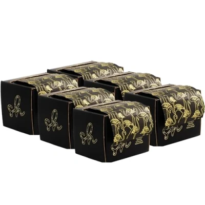 Image of 6 x Simply Hair Luxury Extra Wide Embossed Foil Roll with Built in Cutter 12.7cm 100m Professional Hairdressing for Highlighting &amp; Balayage â“ Flamingo Design, Black Gold