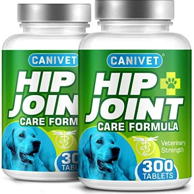 Image of CANIVET dog joint Care Supplements 600 Tablets With Green Lipped Mussel, Glucosamine &amp; Chondroitin, Turmeric, MSM, Hyaluronic Acid, Manganese and Vitamins for care. Aids stiff joints.