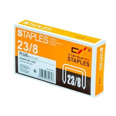 Image of Plus Office Pack of 1000 Galvanised Copper Staples Model 23/8 Heavy Duty for Home School
