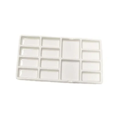 Image of Gemerglity 14 Wells Ceramic Artist Paint Palette 8 Inch Porcelain Watercolor Painting Mixing Tray for Painters