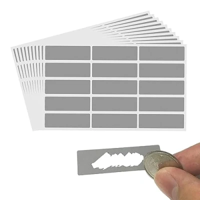 Image of Scratch Off Stickers,10 Sheet 150 Pcs Grey Rectangle Labels Cards Self Adhesive Peel and Stick Holographic Sticker ,for Activity Favors Surprise Gift Notes DIY Craft