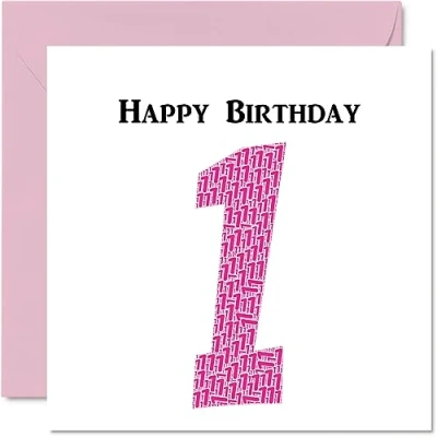 Image of Fun 1st Birthday Cards for Girls Shapecloud Happy Card Son Daughter Brother Sister Grandson Granddaughter Niece Nephew Cousin, 145mm x Greeting Cards,