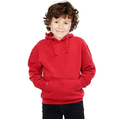 Image of Missmister Unisex Boys girls Hoodies for Plain Kids Fleece Pullover Hoodie Jumper Clothes Hooded Sweatshirt Casual School Wear Top (Red, 9 10 Years)