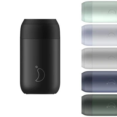 Image of Chilly&#039;s Series 2 Coffee Cup Tight Seal, No Sweating BPA Free Stainless Steel Reusable Double Walled, Vacuum Insulated Abyss Black, 340ml