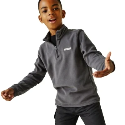 Image of Regatta Kids Hot Shot II 1/2 Zip Fleece Seal Grey 7 8Yrs