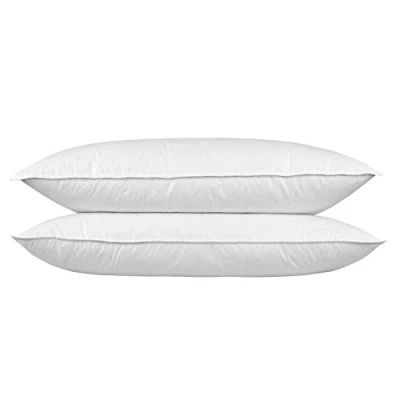 Image of HOMESCAPES Goose Feather Down King Size 3 ft Pillow Bolster 19″ x 36″ Luxury Hotel Quality with Soft/Medium Firmness (PAIR) RDS Certified.