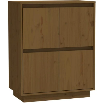 Image of vidaXL Honey Brown Sideboard Solid Pine Wood Storage Cupboard for Living Room 3 Door Cabinet