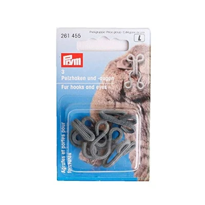 Image of Prym PRYM_261455 1 Fur Hooks and Eyes Grey Covered, one Size