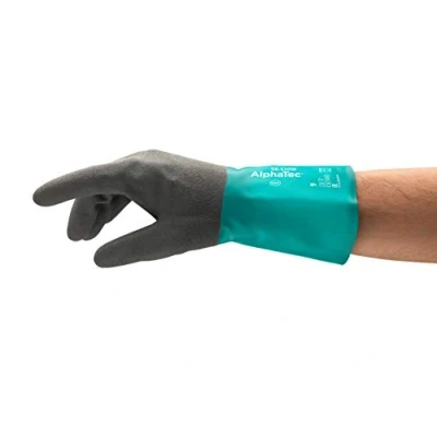 Image of Ansell AlphaTec 58 530B Chemical Resistant Work Gloves, Unrivalled Protection, Comfortable with Confident Grip, Industrial PPE, Safety Workwear, Men Women, Green, Size XL (6 Pairs)