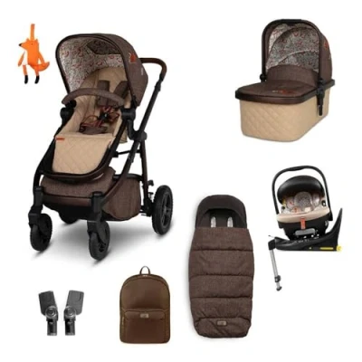Image of Cosatto 3 in 1 Travel System, Wow Birth to 25kg, Duo Direction Compact Fold, Carrycot, Seat Unit, ADAC Tested iSize Car Seat, Rotating ISOFIX Base, Adapters, Footmuff &amp; Backpack (Foxford Hall)