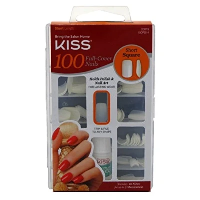 Image of Kiss 100 Full Cover Nails Square Short 1 Pk.