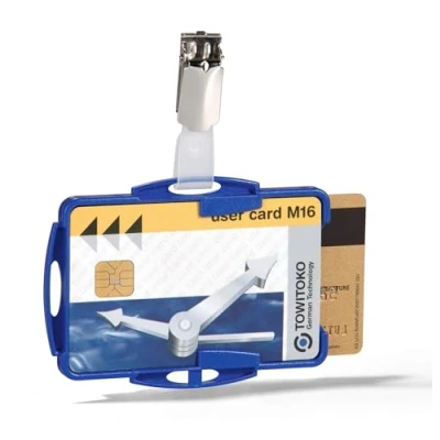 Image of Durable Duo Security Pass Holder 54 x 85 mm Blue Holds Up to 2 ID/Security Cards Pack of 25 Ideal for Holding Swipe Cards, ID etc.