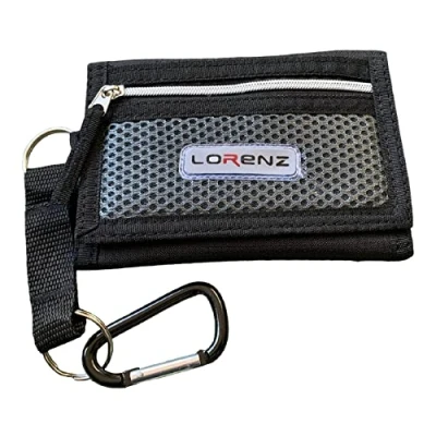 Image of Lorenz Mens Slim Canvas Sports Wallet with Belt Hook Black
