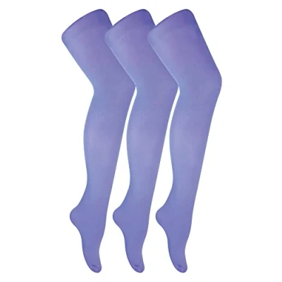 Image of Sock Snob 3 Pair Multipack Ladies 40 Denier Pastel Tights Comfortable Soft Bright Coloured for Women (One Size, Lilac)