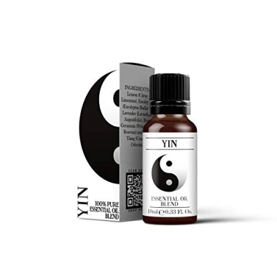 Image of Mystix London Yin Pure &amp; Natural Essential Oil Blend 10ml for Diffusers, Aromatherapy Massage Blends Perfect as a Gift Vegan, GMO Free