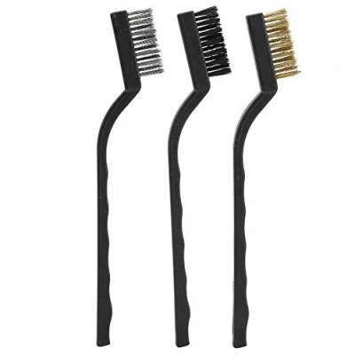 Image of TOPINCN 3Pcs Mini Wire Brush Plastic Non Slip Handle for Cleaning Tree Trunk Burr Bonsai Garden Rustproof Tool