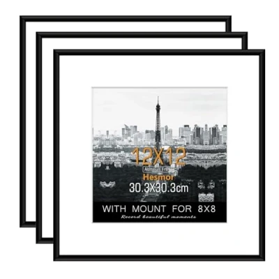 Image of Hesmor Picture Frame 12 x Inch Photo Aluminum Acrylic Certificate Frames, Poster Frames for Wall Mounting, with Mat Portrait, Printing, Landscape, Pack of 3