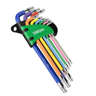 Image of 9Pcs Metric Hex Key Set,Star Allen Set with Color Coding and Torque Handle 2 4.6mm,T10 T50 Anti Slip Long Ball End Wrench Set, for Disassembly Maintenance