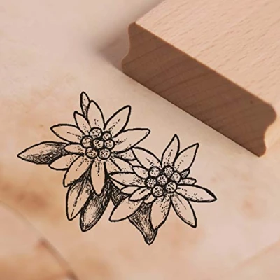 Image of Stamp 2 Edelweiss Flowers Design Approx. 48 x 37 mm