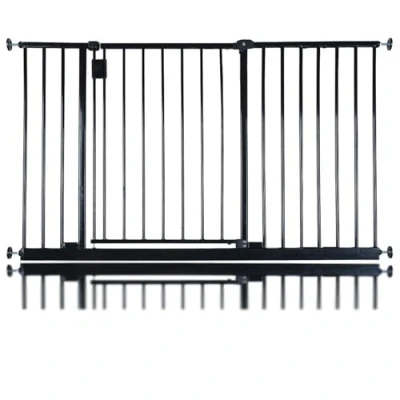 Image of Safetots Extra Wide Hallway Gate, 122cm 128cm, Black, Pressure Fit Baby Safety Barrier for Hallways and Spaces, Easy Installation