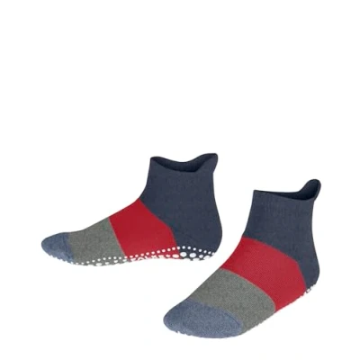 Image of FALKE Unisex Kids Colour Block Slipper Socks Anti Slip Printed Nubs On Sole Improved Grip Thick Full Innner Plush Flat Seam In Toe Area Patterned Breathable Sustainable Cotton 1 Pair