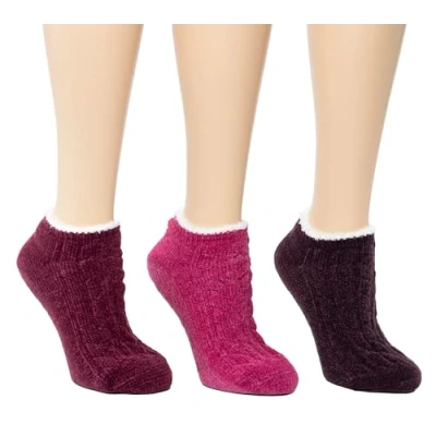 Image of Cuddl Duds Women Cozy Lined Super Soft Low Cut Lounge Socks, Purple, One size