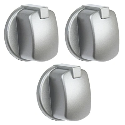 Image of Spares2go Control Knob Switch Button for Indesit Cooker Oven (Pack of 3, Silver/INOX)