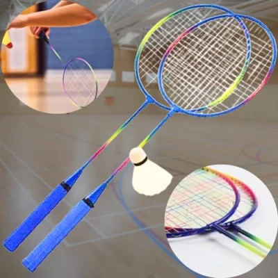 Image of Garden Mile Badminton Set of 2 Indoor Outdoor Shuttlecock Rackets Beach Games For Adults Kids Pro Racket Gift Multicoloured Garden, Camping, Sport, Gym