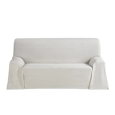 Image of Cardenal Textil Saona Multi Purpose Foulard, Plaid for Bed, Blanket Sofa Cover, Ecrude, 300 x 260 cm