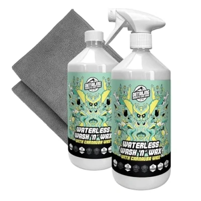 Image of Detailing Addicts Car Care Waterless Wash and Wax 2 x 1L with Microfibre Cloths, Carnauba