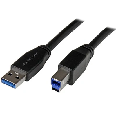 Image of StarTech.com 5m 15 ft Active USB 3.0 A to B Cable M/M 3.1 Gen 1 (5 Gbps) (USB3SAB5M),Black