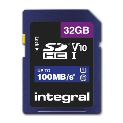 Image of Integral 32GB SD Card High Speed Memory SDHC Up To 100MB/S V10 UHS U1