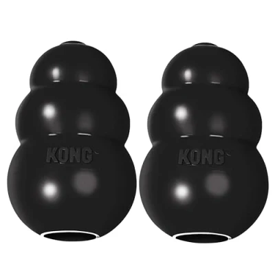 Image of KONG Extreme Dog Toy Fetch &amp; Chew Treat Filling Capabilities Erratic Bounce for Extended Play Time Most Durable Natural Rubber Material Power Chewers Large Dogs (Pack of 2)