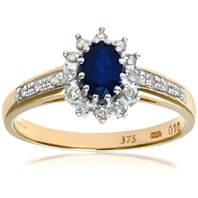 Image of Naava’s 9 Ct Gold Rings for Women Premium Quality Engagement Embellished with Sapphire and Diamonds Stunning Durable Wedding Branded Box Included