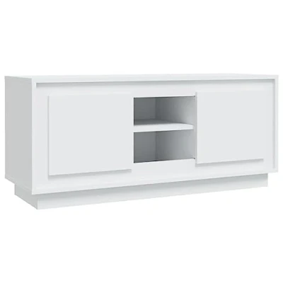 Image of vidaXL Modern TV Cabinet Spacious Engineered Wood Media Stand with Ample Storage Space and Sturdy Top in White