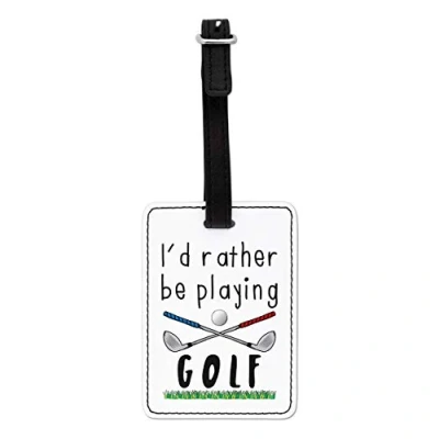 Image of Gift Base I&#039;d Rather Be Playing Golf Visual Luggage Tag with Black Strap