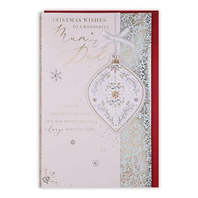 Image of Clintons: Decorative Bauble Mum And Dad Christmas Card, Multi Colour, 171 x 260, 1169153