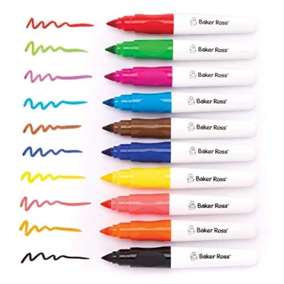 Image of Baker Ross AW640 Chunky Easy Grip Colouring Markers for Kids (Pack of 10) Coloured Tip Perfect Toddlers and Colouring, Drawing Highlighting
