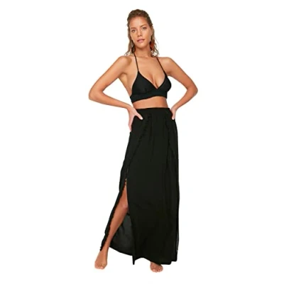 Image of Trendyol FeMan Beachwear Maxi Wrapover Regular fit Woven Skirt Schwarz